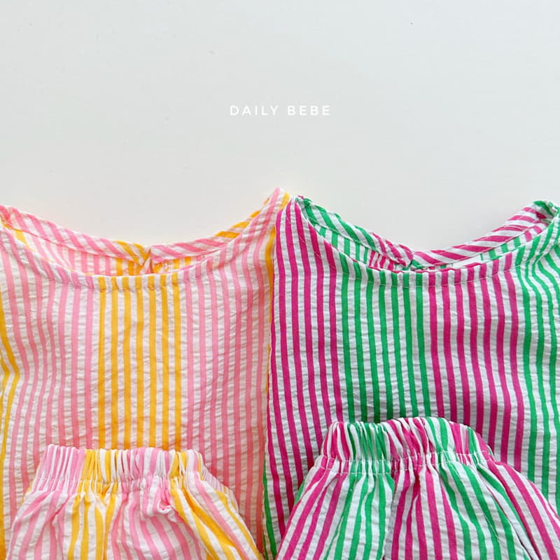 Daily Bebe - Korean Children Fashion - #todddlerfashion - Jijimi Stripes Top Bottom Set - 12