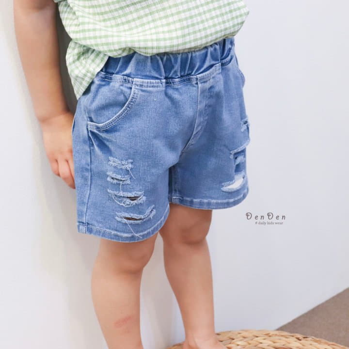 Denden - Korean Children Fashion - #prettylittlegirls - Demage Vintage Denim Shorts - 8