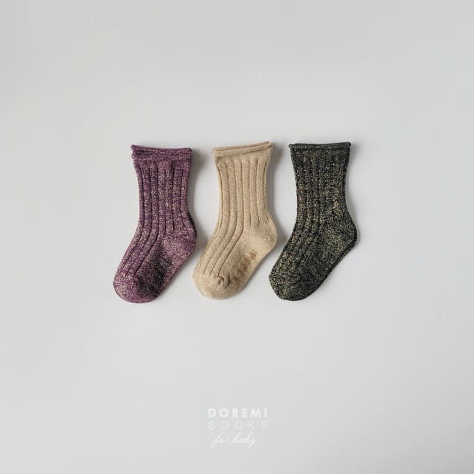Doremi Socks - Korean Children Fashion - #discoveringself - Glitter Gold Socks