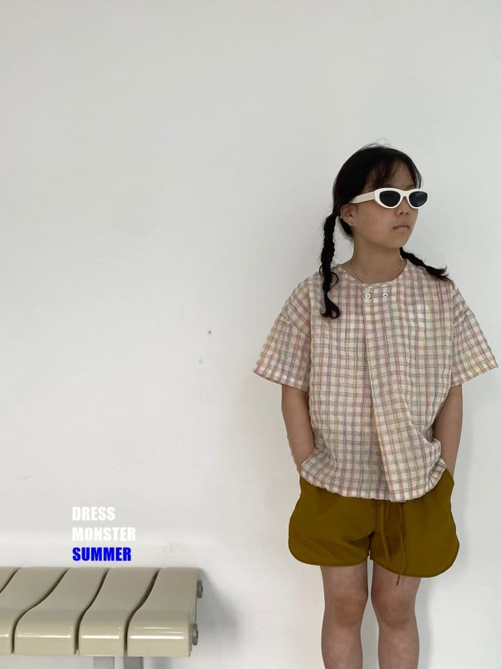 Dress Monster - Korean Junior Fashion - #childrensboutique - Check Wrap Shirt - 8