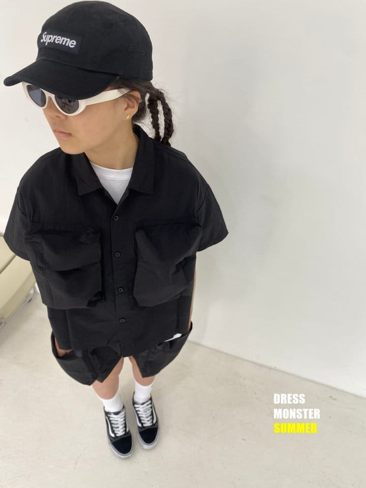 Dress Monster - Korean Junior Fashion - #kidsshorts - Big Pocket Top Bottom Set - 10