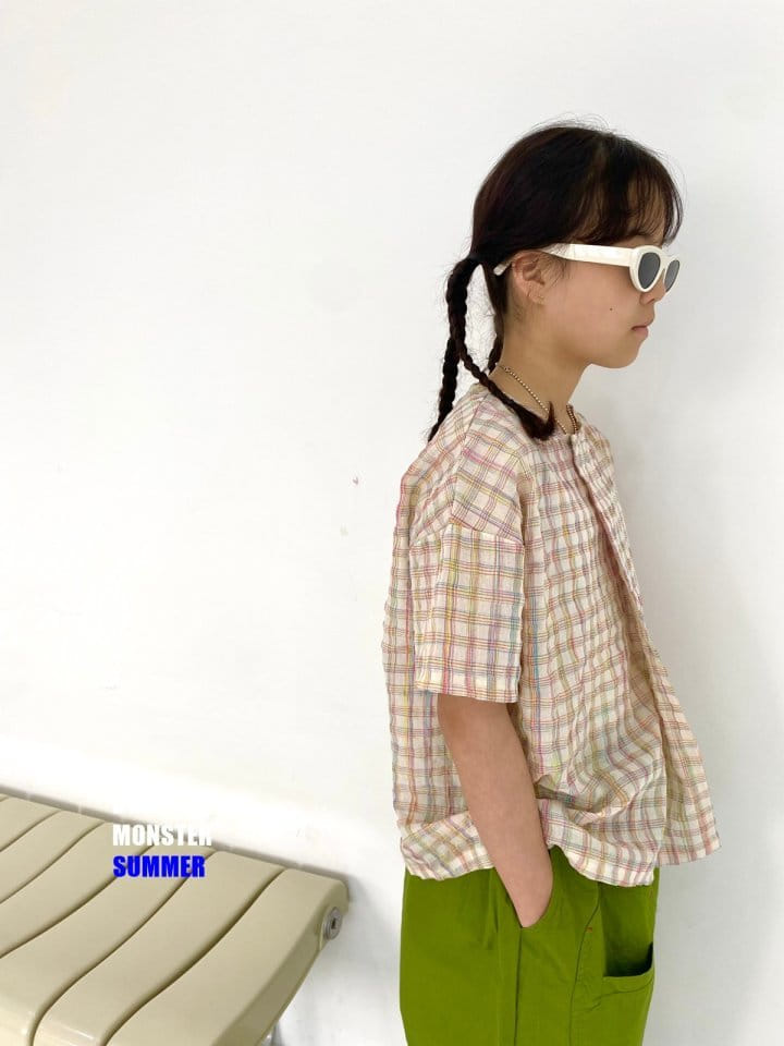 Dress Monster - Korean Junior Fashion - #littlefashionista - Check Wrap Shirt - 2
