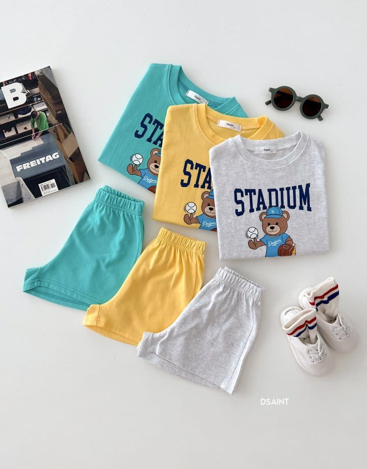 Dsaint - Korean Children Fashion - #stylishchildhood - Base Ball Bear Top Bottom Set - 4