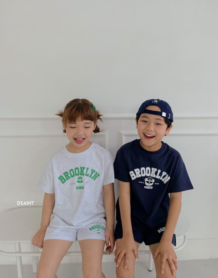 Dsaint - Korean Children Fashion - #kidsshorts - Bear Brok Top Bottom Set - 4