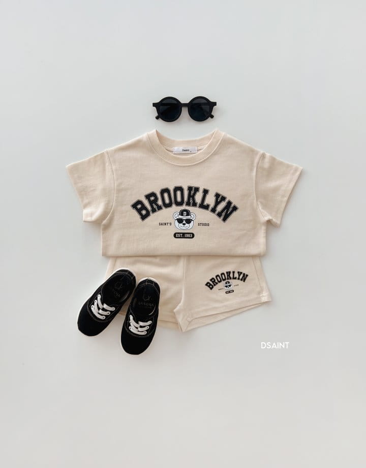 Dsaint - Korean Children Fashion - #toddlerclothing - Bear Brok Top Bottom Set - 12