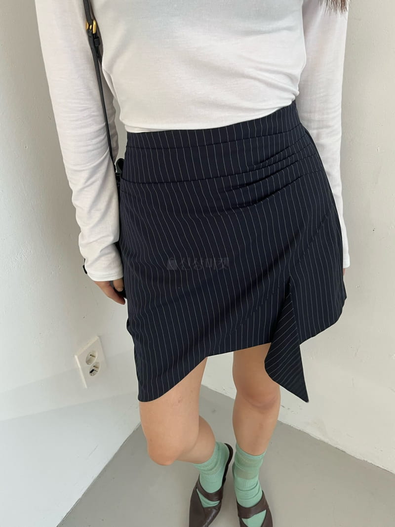 Flipar - Korean Women Fashion - #pursuepretty - Stripes Unbal Skirt - 11