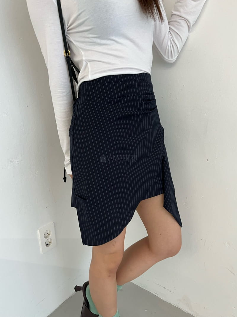 Flipar - Korean Women Fashion - #restrostyle - Stripes Unbal Skirt - 12