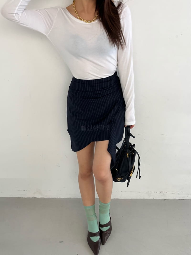 Flipar - Korean Women Fashion - #womensfashion - Stripes Unbal Skirt - 8