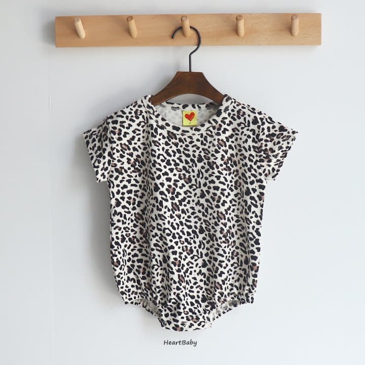 Heart Baby - Korean Baby Fashion - #babyoutfit - Leopard Short Sleeves Bodysuir - 11