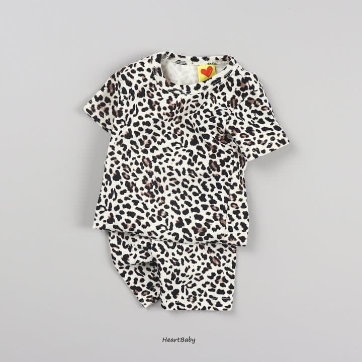 Heart Baby - Korean Children Fashion - #childrensboutique - Leopard Short Sleeves Easywear - 3