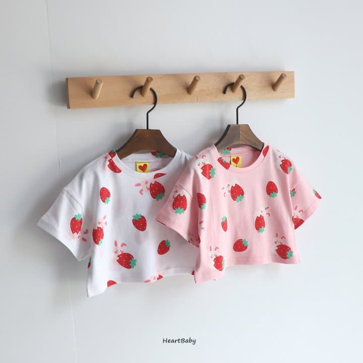 Heart Baby - Korean Children Fashion - #designkidswear - Strawberry Crop Tee - 5