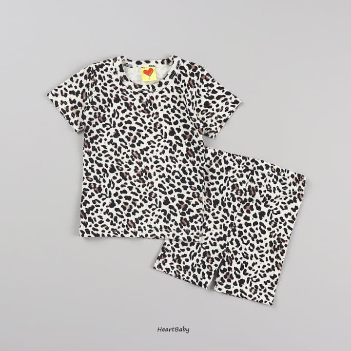 Heart Baby - Korean Children Fashion - #childrensboutique - Leopard Short Sleeves Easywear - 4