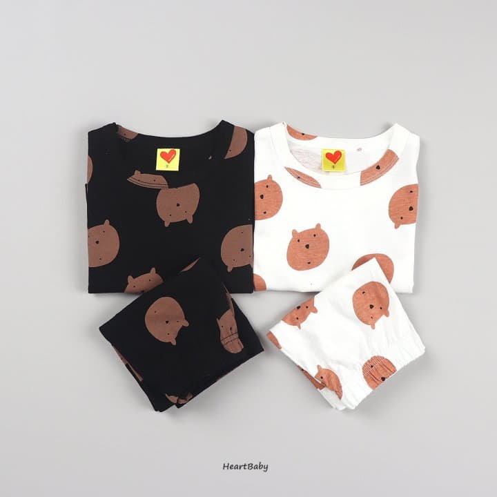 Heart Baby - Korean Children Fashion - #kidsstore - Bear Face Short Sleeves Easywear - 5