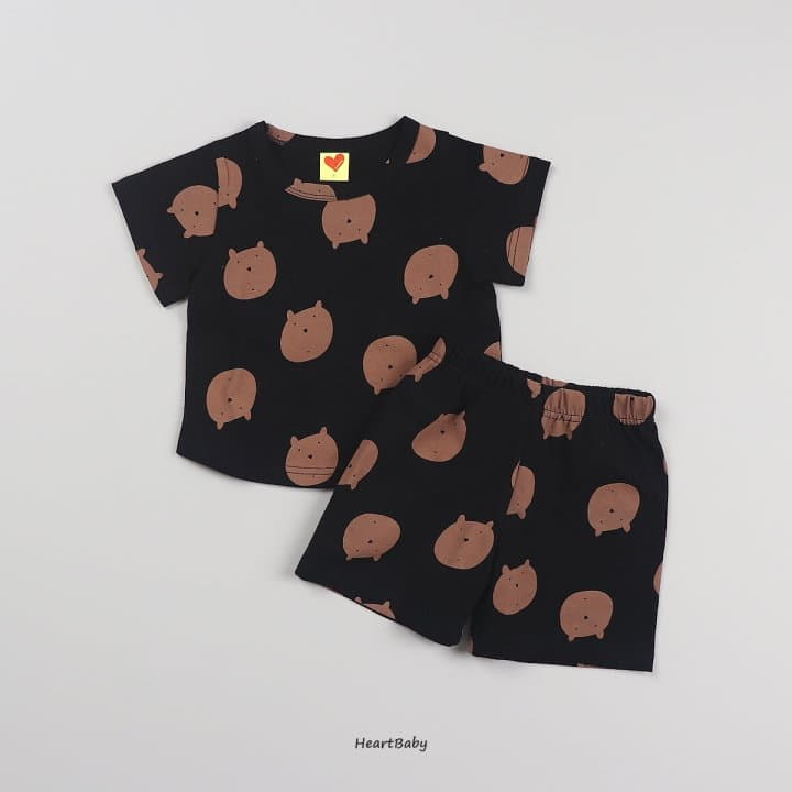 Heart Baby - Korean Children Fashion - #littlefashionista - Bear Face Short Sleeves Easywear - 8