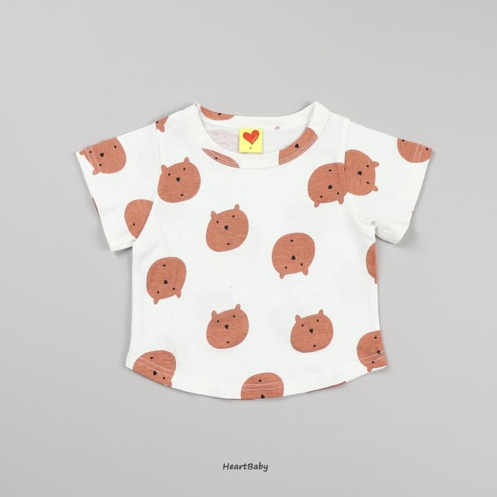 Heart Baby - Korean Children Fashion - #magicofchildhood - Bear Face Short Sleeves Easywear - 9