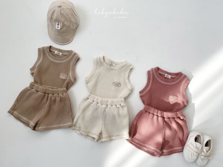 Hi Byebebe - Korean Baby Fashion - #babylifestyle - Croiffle Sleeveless Top Bottom Set - 2