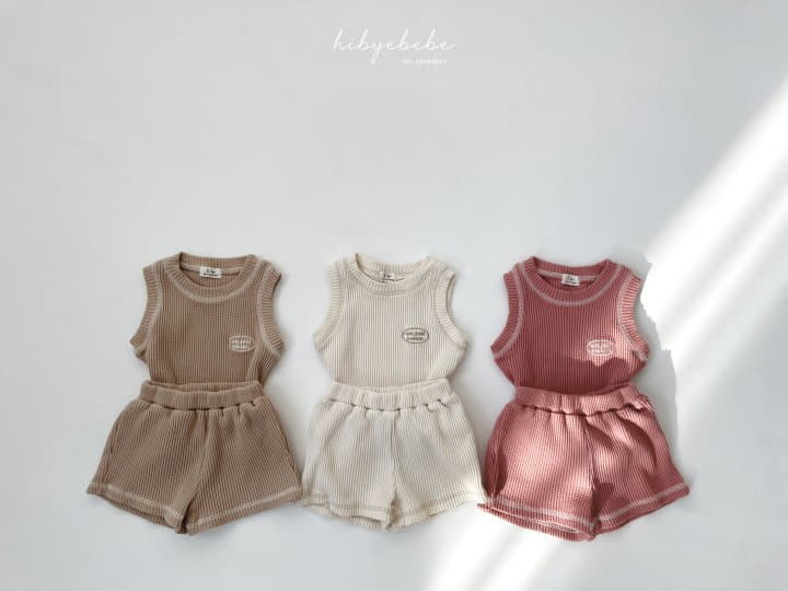 Hi Byebebe - Korean Baby Fashion - #babyoninstagram - Croiffle Sleeveless Top Bottom Set - 3
