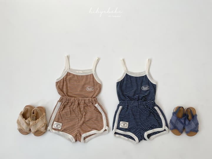 Hi Byebebe - Korean Baby Fashion - #babyoninstagram - Linen Stripes Sleeveless Top Bottom Set
