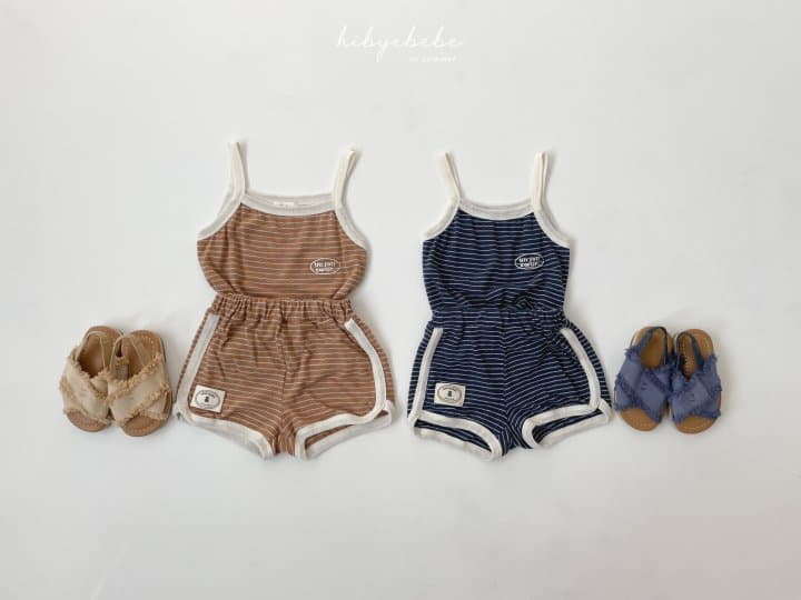Hi Byebebe - Korean Baby Fashion - #babyootd - Linen Stripes Sleeveless Top Bottom Set - 2