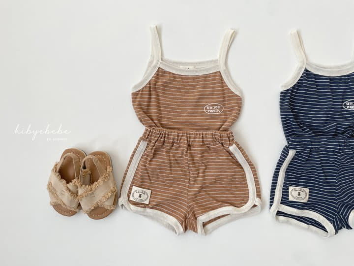 Hi Byebebe - Korean Baby Fashion - #babyoutfit - Linen Stripes Sleeveless Top Bottom Set - 3