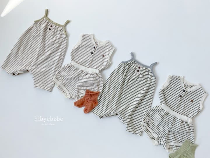 Hi Byebebe - Korean Baby Fashion - #babywear - Slav Stripes Sleeveless Top Bottom Set - 2