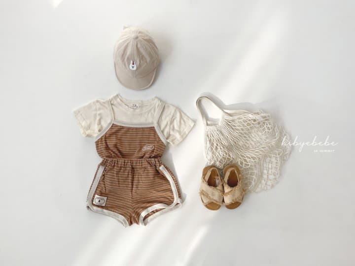 Hi Byebebe - Korean Baby Fashion - #onlinebabyboutique - Linen Stripes Sleeveless Top Bottom Set - 6