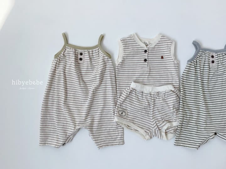 Hi Byebebe - Korean Baby Fashion - #onlinebabyboutique - Slav Stripes Sleeveless Top Bottom Set - 3