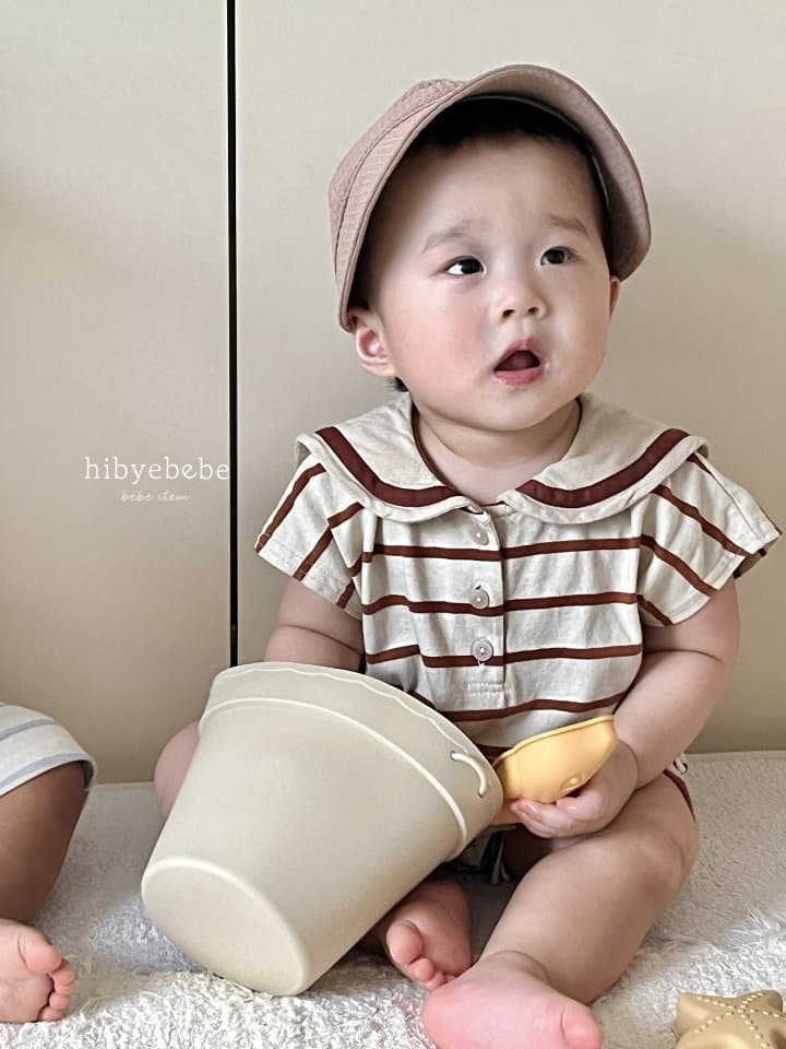 Hi Byebebe - Korean Baby Fashion - #onlinebabyshop - Stripes Colla Bodysuit - 8