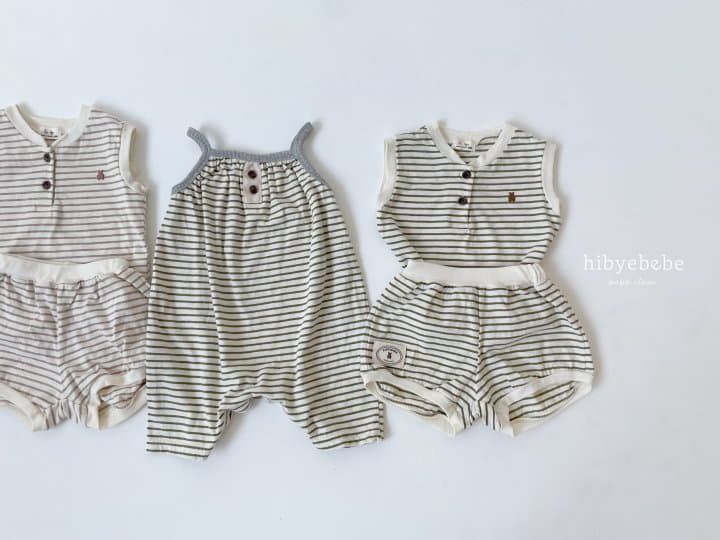 Hi Byebebe - Korean Baby Fashion - #onlinebabyboutique - Slav Stripes Sleeveless Top Bottom Set - 4