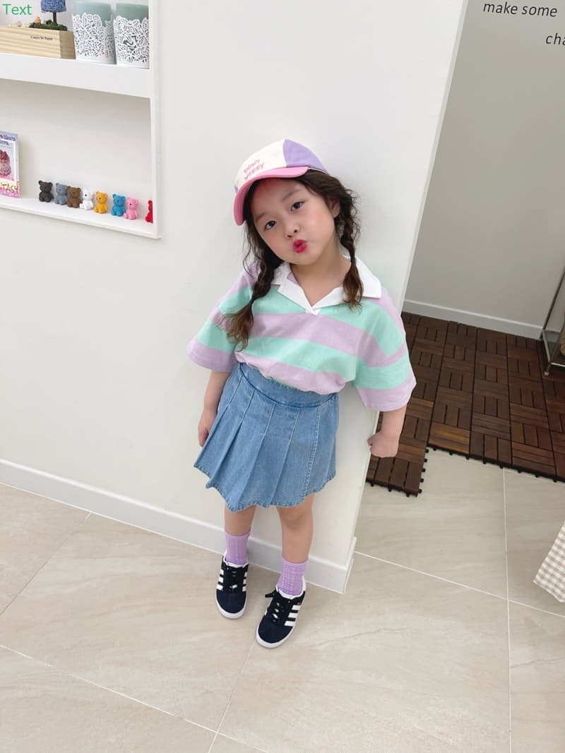 Honeybee - Korean Children Fashion - #kidsshorts - Stripes Collar Tee - 8