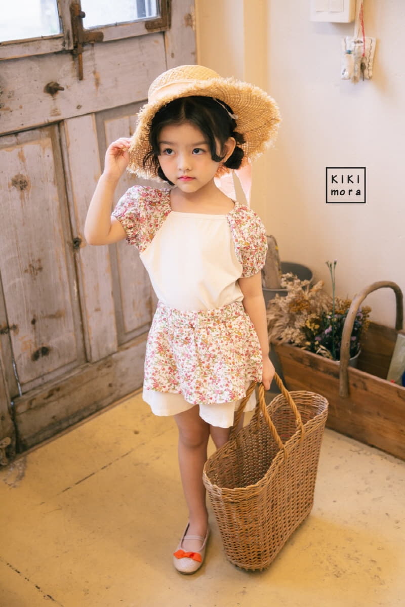 Kikimora - Korean Children Fashion - #kidsshorts - Small Flower Puff Tee - 6