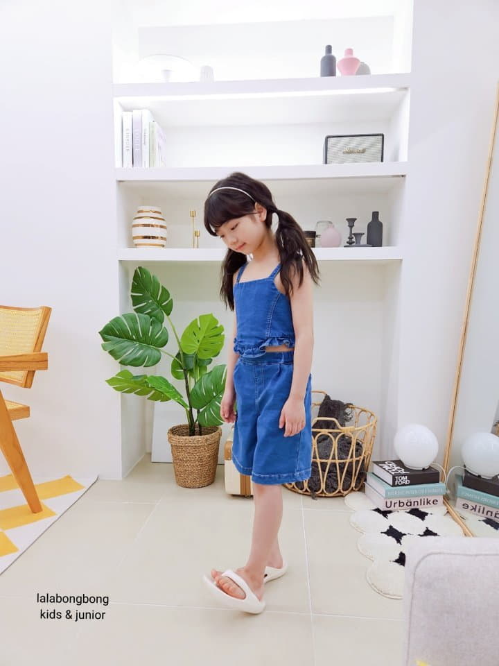 Lalabongbong - Korean Children Fashion - #fashionkids - Denim Frill Top - 6