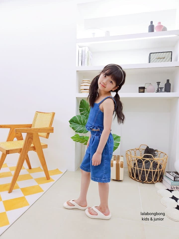 Lalabongbong - Korean Children Fashion - #kidsshorts - Denim Frill Top - 7