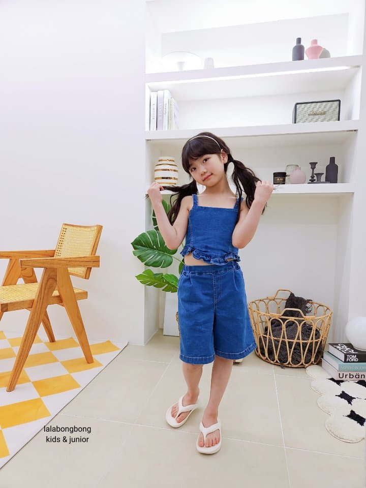 Lalabongbong - Korean Children Fashion - #kidsstore - Denim Frill Top - 8