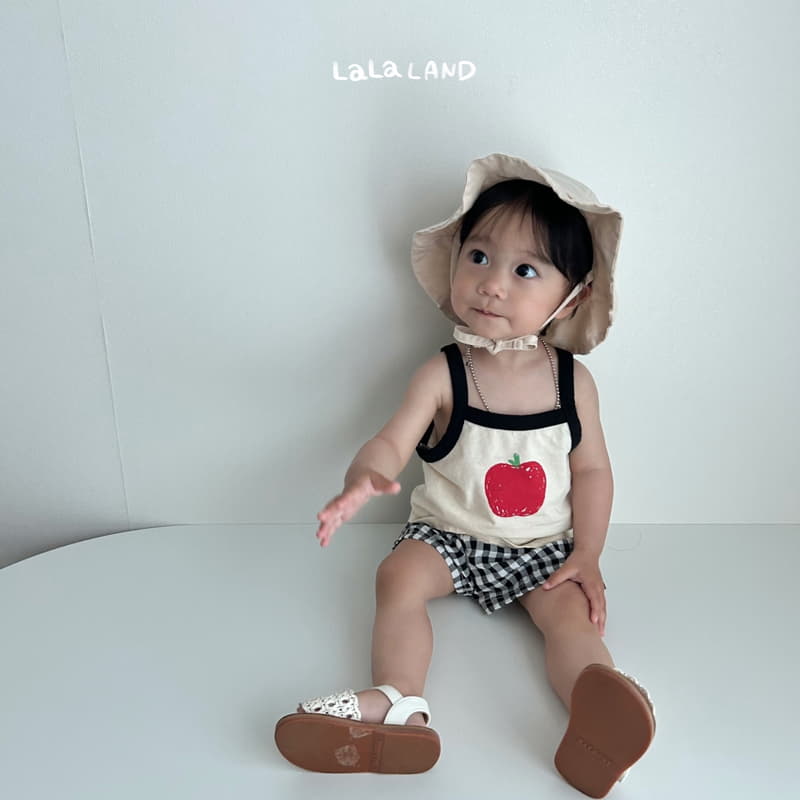 Lalaland - Korean Baby Fashion - #babyboutique - Bebe Apple Sleeveless Top Bottom Set - 5