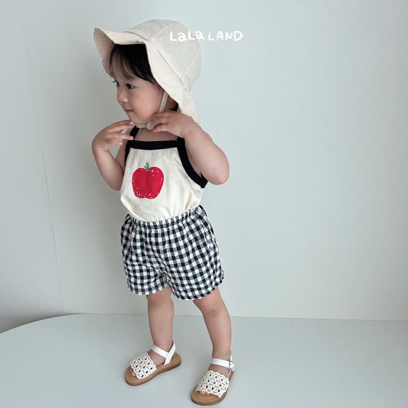 Lalaland - Korean Baby Fashion - #babygirlfashion - Bebe Apple Sleeveless Top Bottom Set - 11