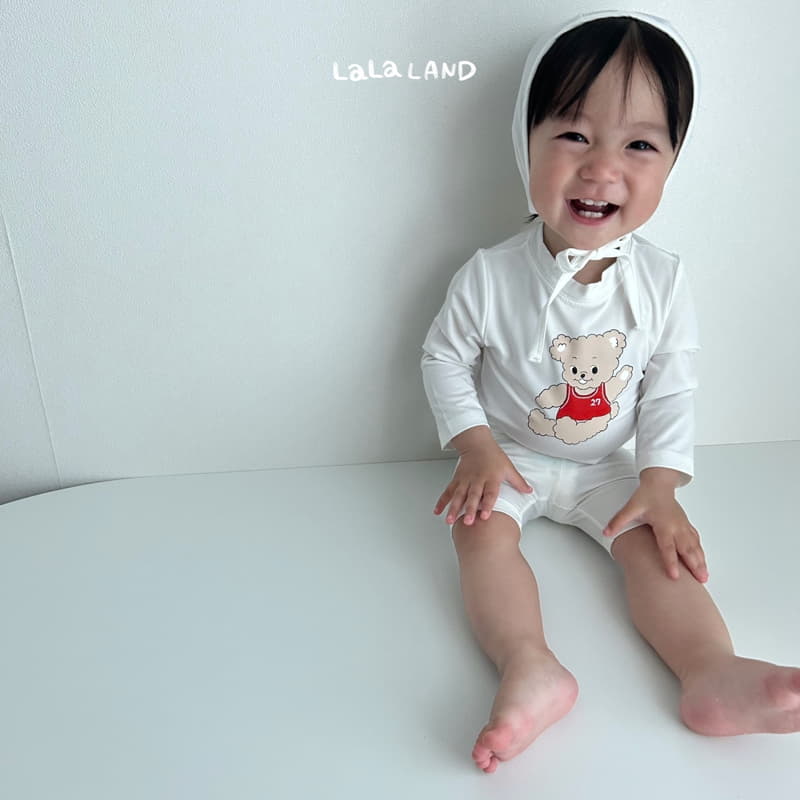 Lalaland - Korean Baby Fashion - #babyootd - Bebe Bear Swimwear with Hat - 2