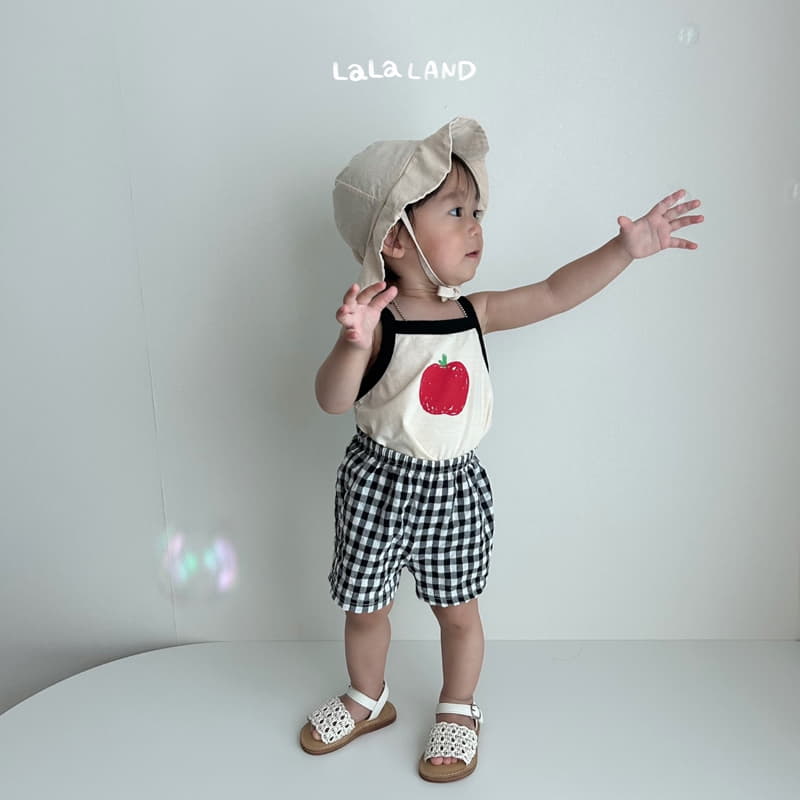 Lalaland - Korean Baby Fashion - #babyoutfit - Bebe Apple Sleeveless Top Bottom Set