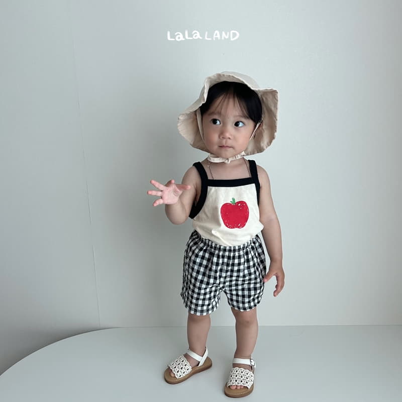Lalaland - Korean Baby Fashion - #babywear - Bebe Apple Sleeveless Top Bottom Set - 2
