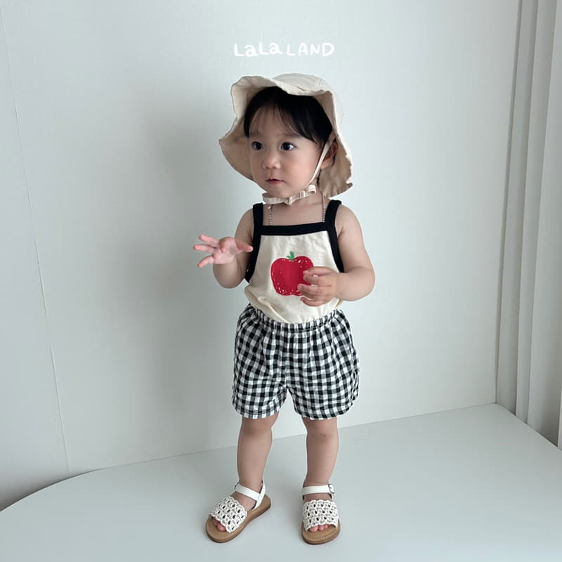 Lalaland - Korean Baby Fashion - #onlinebabyboutique - Bebe Apple Sleeveless Top Bottom Set - 4