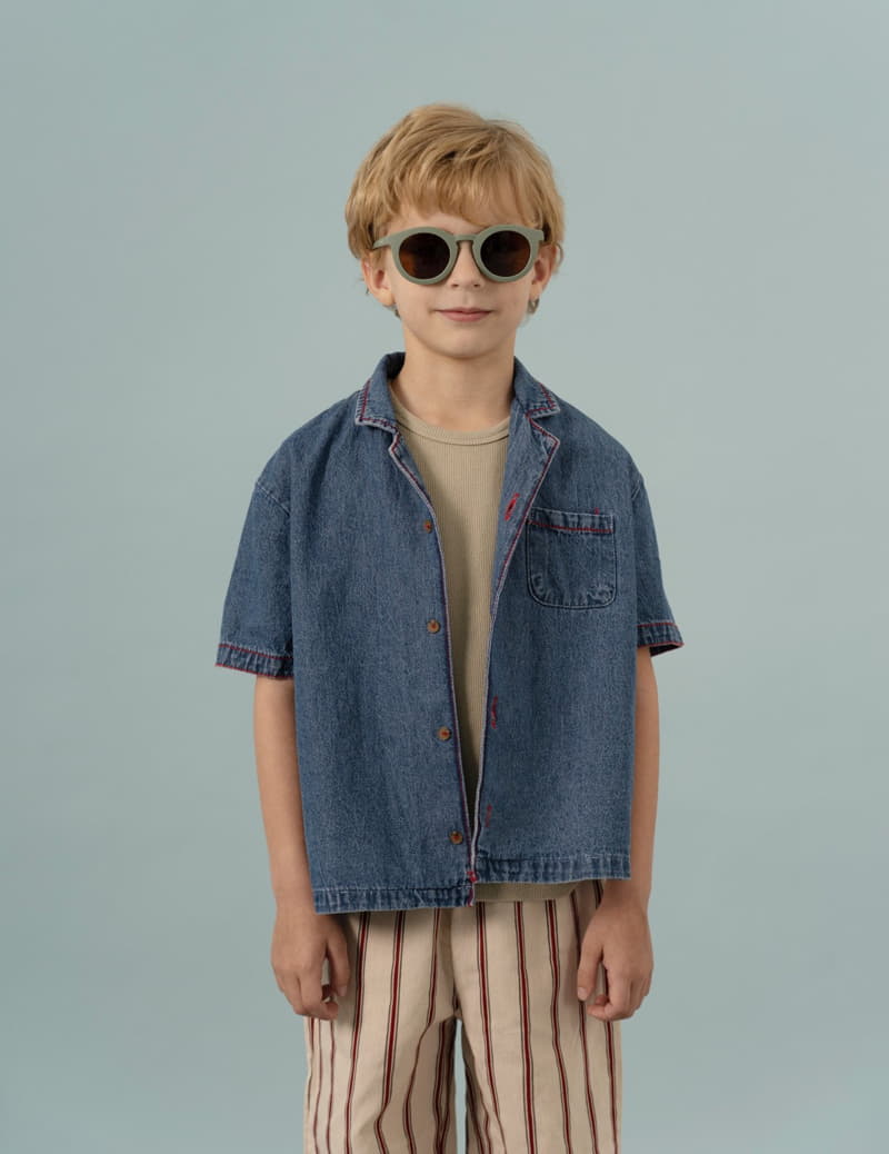 Le Bev - Korean Children Fashion - #stylishchildhood - Denim Stitch Shirt - 6