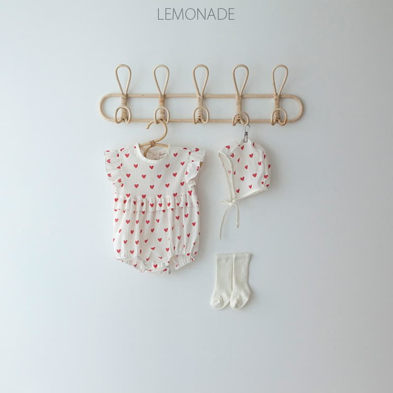 Lemonade - Korean Baby Fashion - #babyboutique - Heart Bodysuit with Bonnet - 7