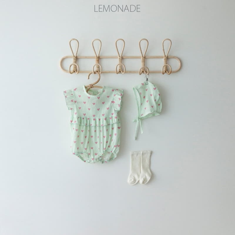 Lemonade - Korean Baby Fashion - #babyoutfit - Heart Bodysuit with Bonnet - 3