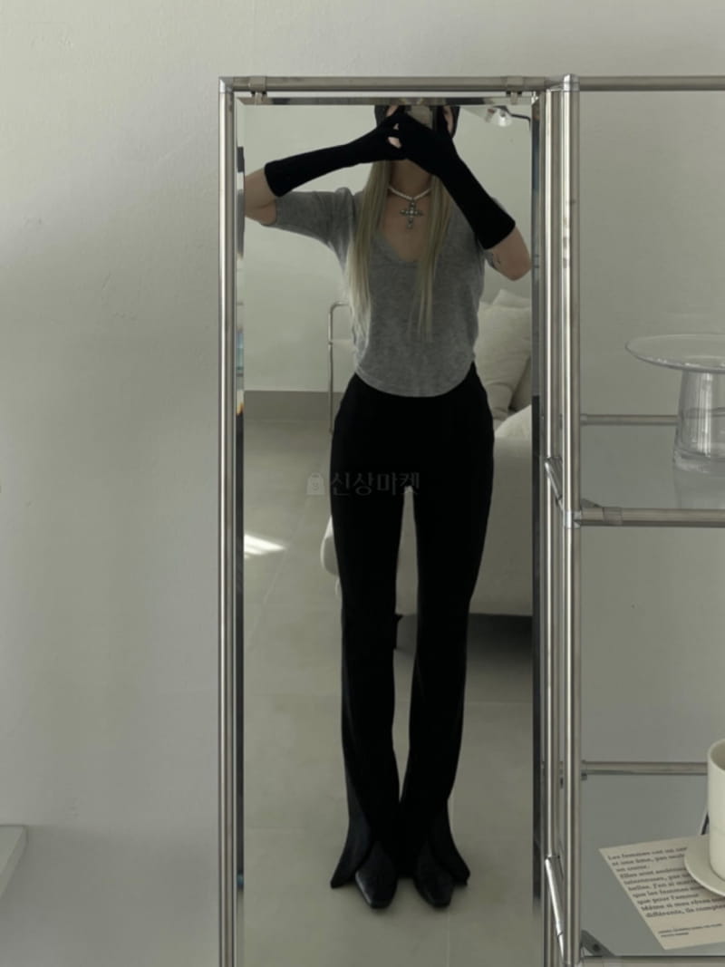 Marron - Korean Women Fashion - #momslook - Rib Slit Pants - 3