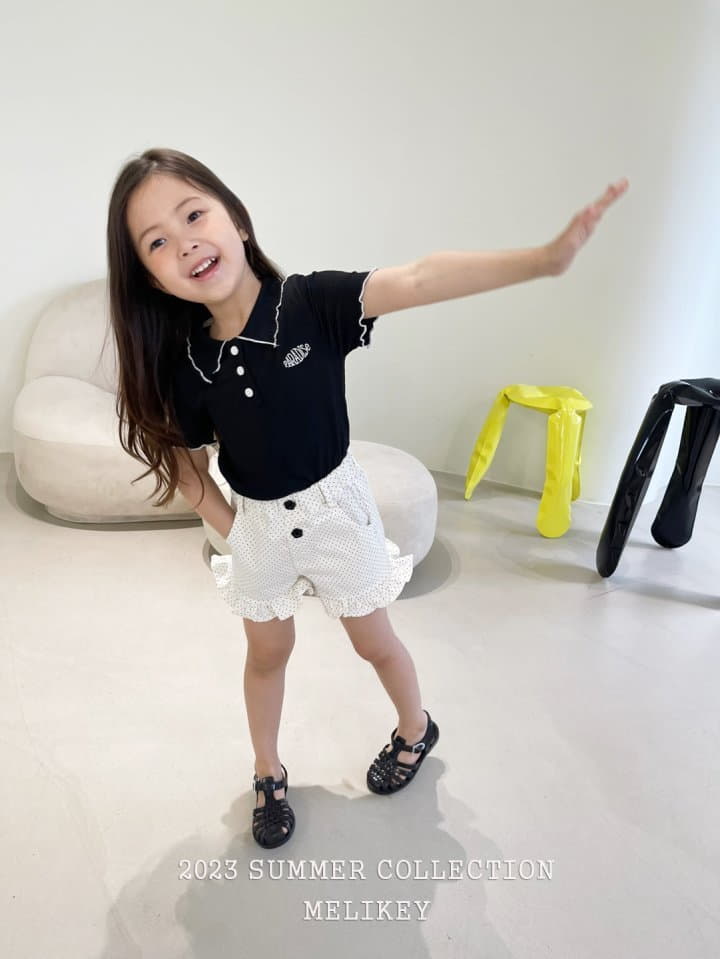Melikey - Korean Children Fashion - #kidsshorts - Collar Pleats Tee