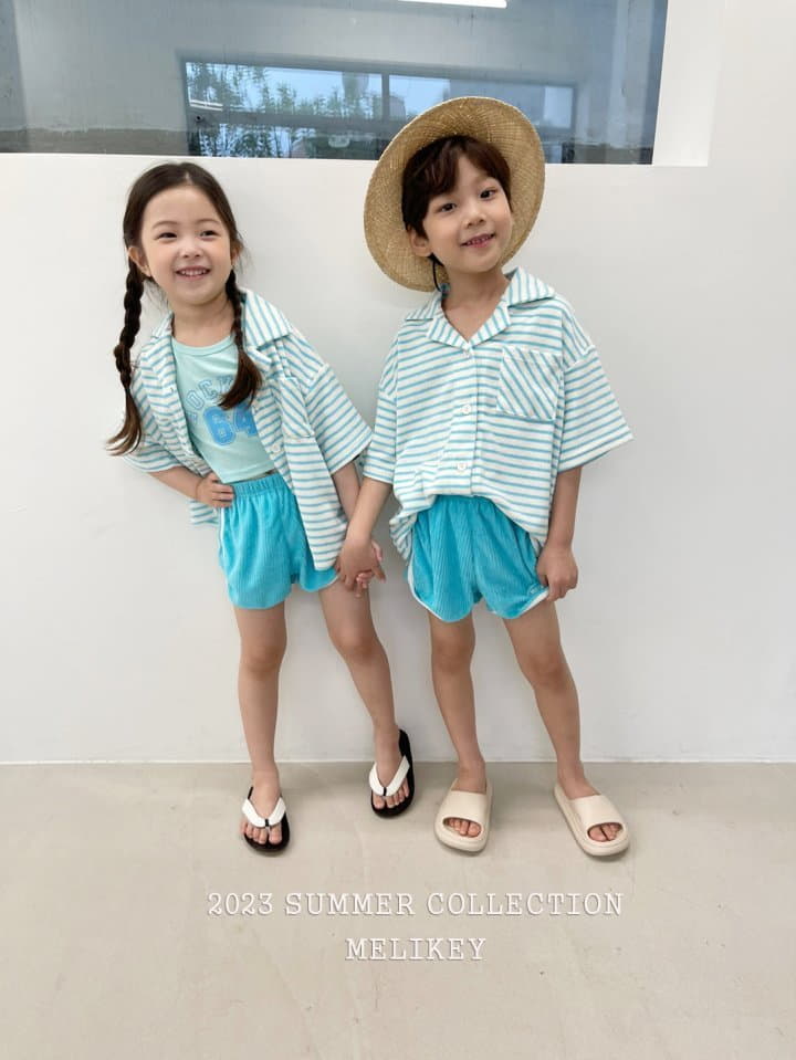 Melikey - Korean Children Fashion - #kidsshorts - Stripes Terry Shirt - 10