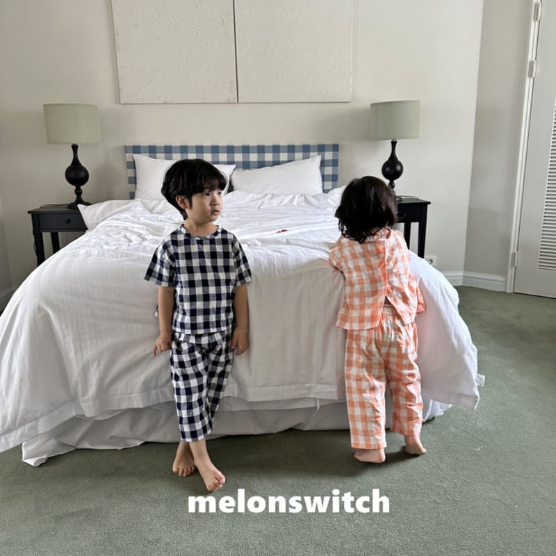 Melon Switch - Korean Children Fashion - #Kfashion4kids - Banana Check Top Bottom Set - 3