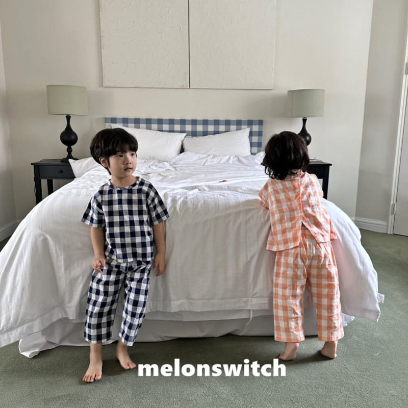 Melon Switch - Korean Children Fashion - #childofig - Banana Check Top Bottom Set - 8
