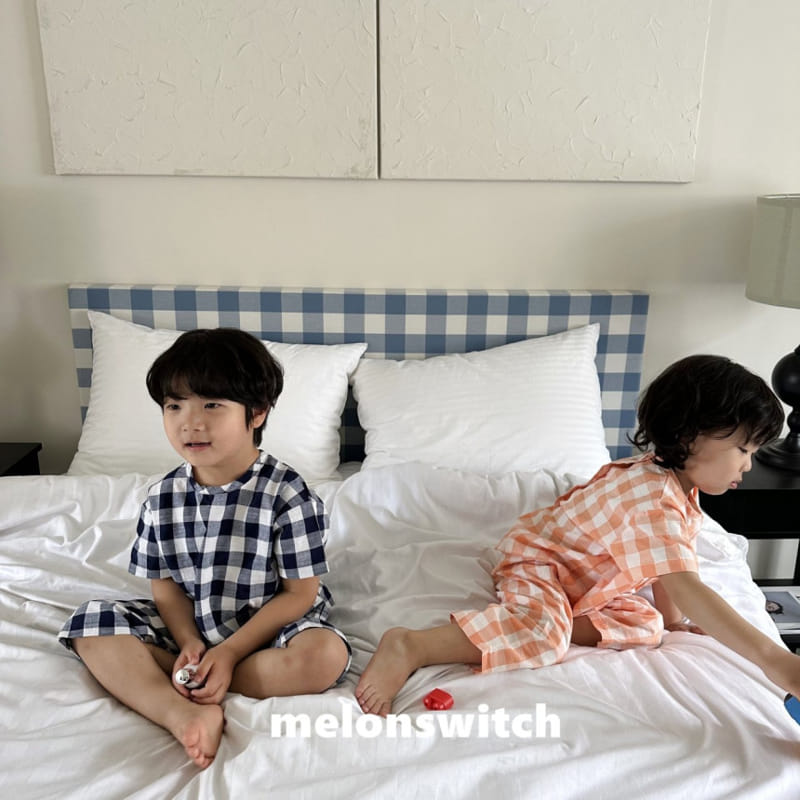 Melon Switch - Korean Children Fashion - #childrensboutique - Banana Check Top Bottom Set - 10