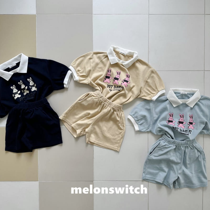 Melon Switch - Korean Children Fashion - #designkidswear - Rabbit Collar Top Bottom Set